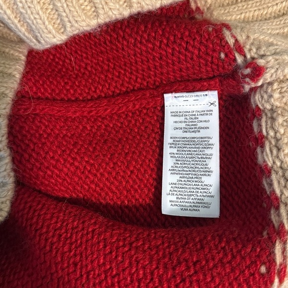 Polo Ralph Lauren Red Tan Fair Isle Wool Alpaca Classic Crew Sweater Size XXL - Picture 9 of 11